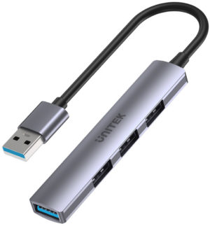 UNITEK Hub USB-A 1*USB-A 5 Gbps, 3*USB-A 2.0 alu