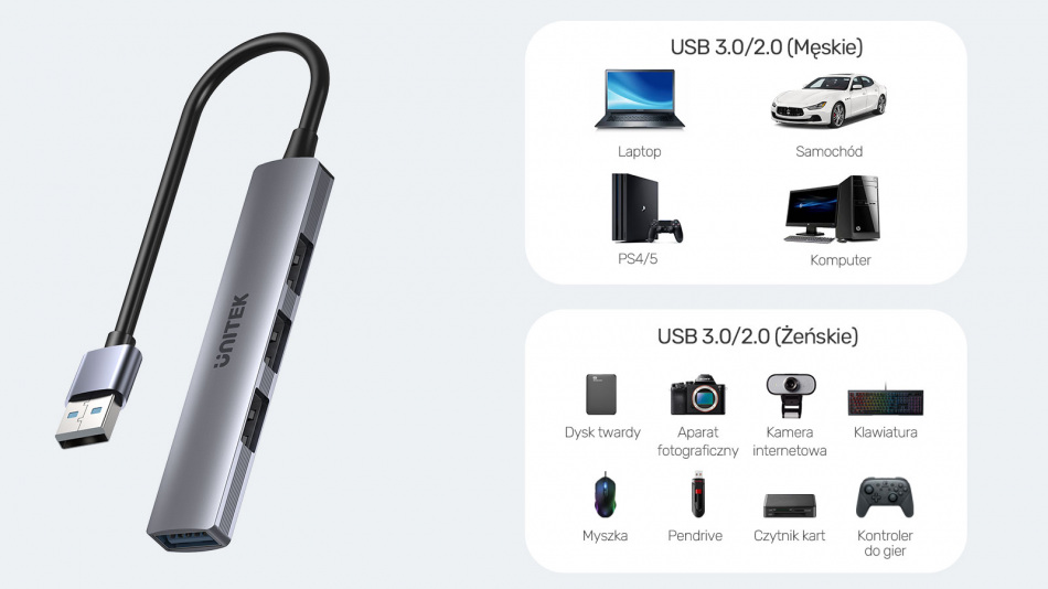 UNITEK Y-3089 hub 4x USB 3.0 retali