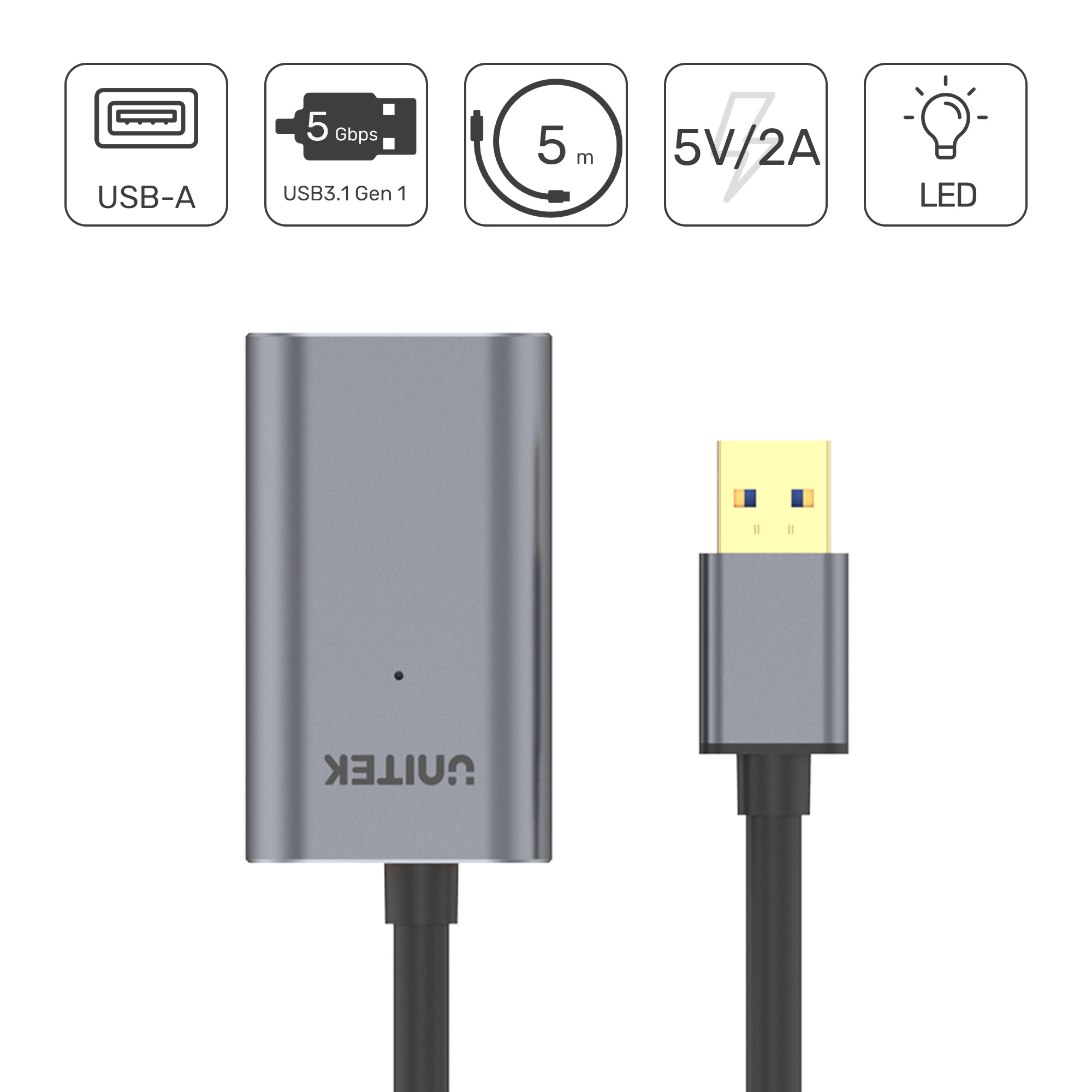 UNITEK Y-3004 wzmacniacz sygnału USB 3.0 5M Premium